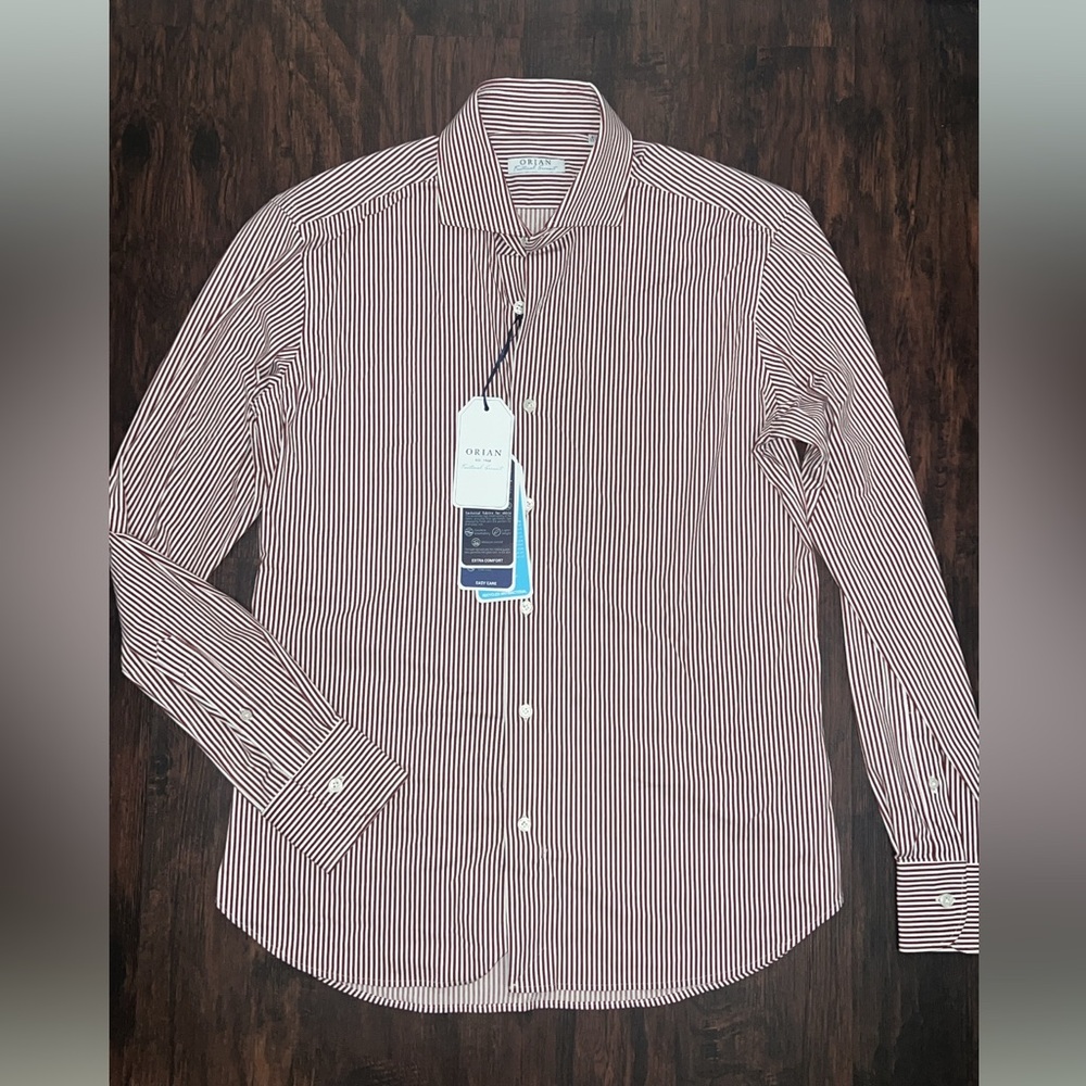 Men's Striped Shirt - Red and White